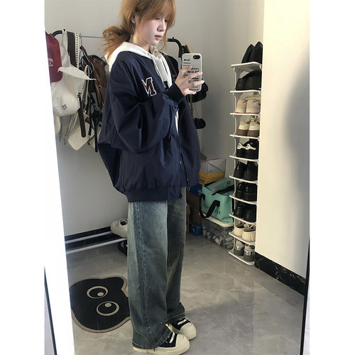 美式复古刺绣小个子棒球服女春秋