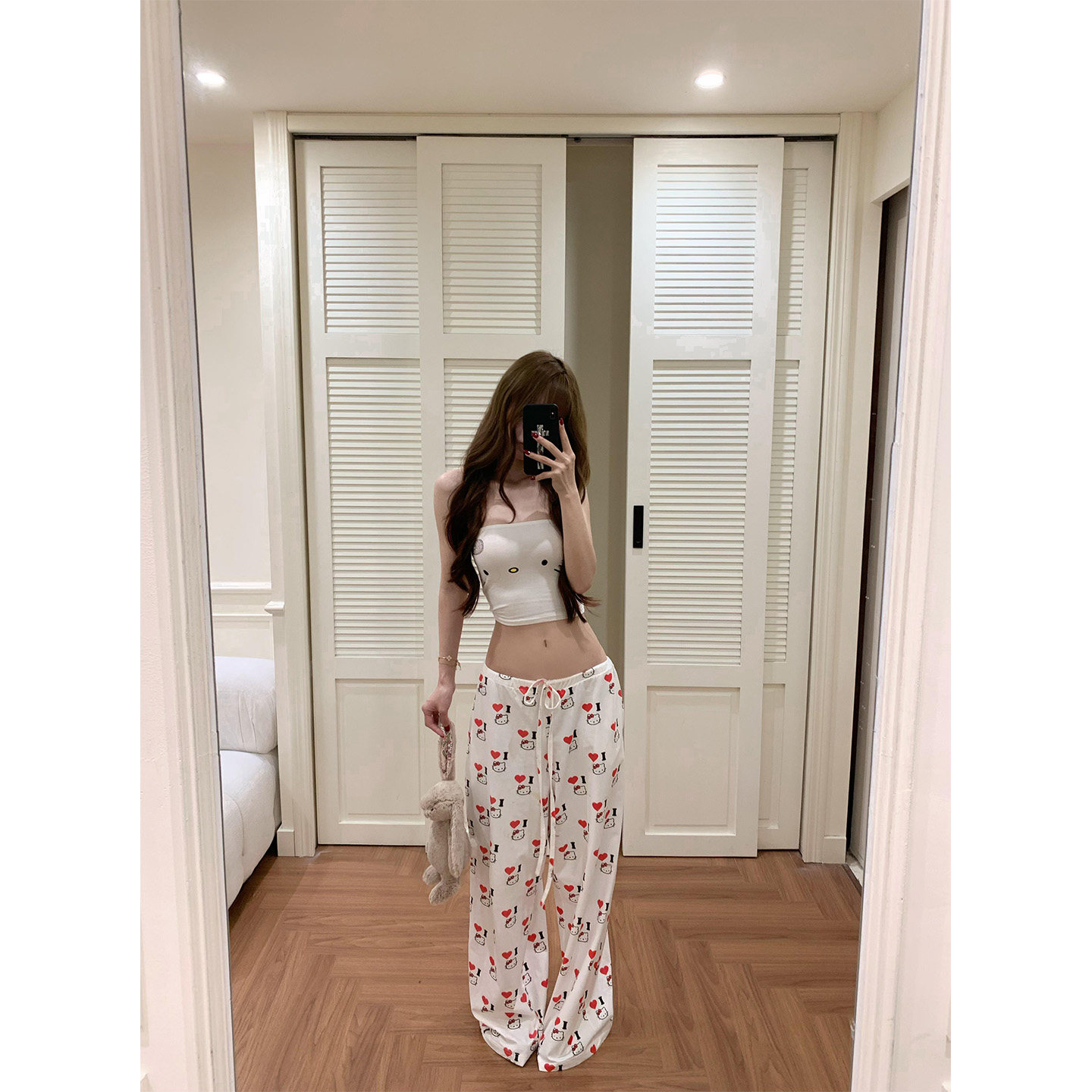 可爱kt猫咪印花休闲裤女夏季2026图片