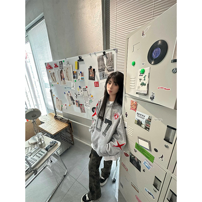美式高街数字印花连帽卫衣女秋冬