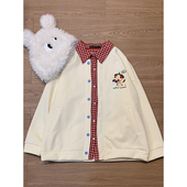 可爱小狗刺绣假两件卫衣外套女秋冬新款 学院风宽松百搭棒球服上衣