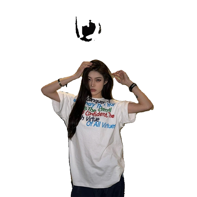 美式复古不规则字母短袖t恤女夏