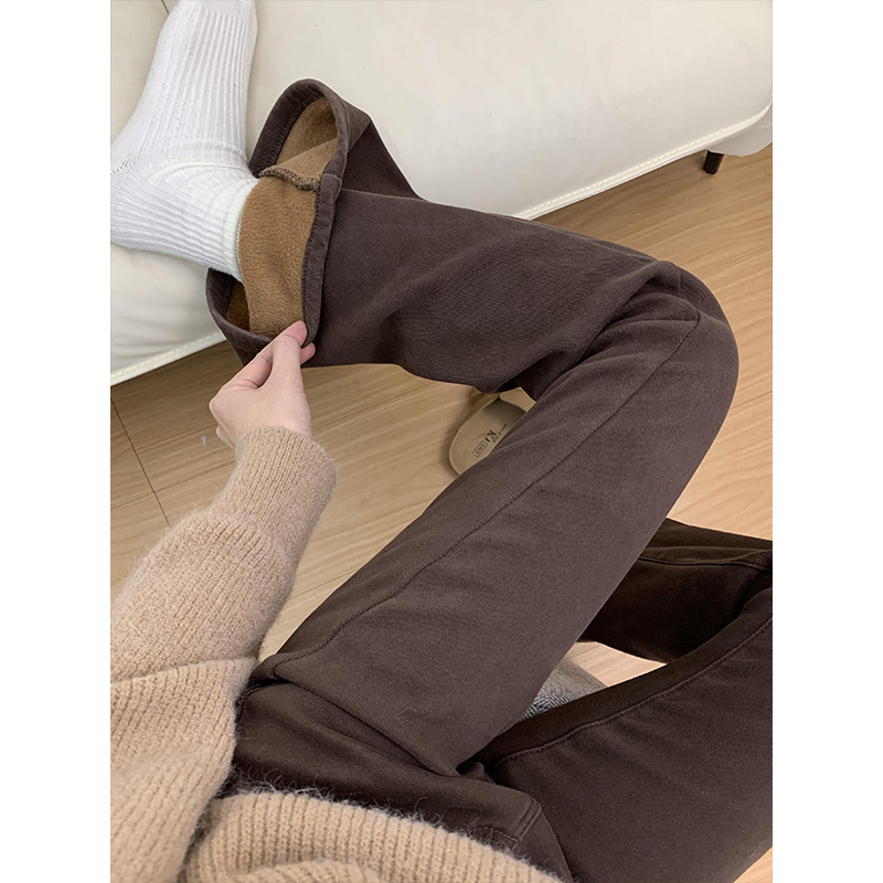 咖色微喇叭牛仔裤女秋冬季2024新
