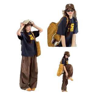 国潮牌美式高街短袖T恤女2024新款夏季宽松oversize半袖情侣体恤