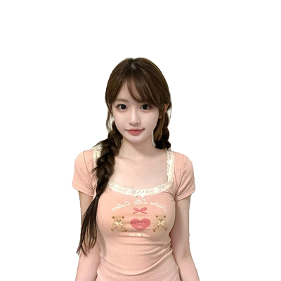 可爱甜美bm粉色短袖t恤女夏季
