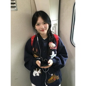 美式 可爱卡通小狗毛巾绣开衫 卫衣女秋冬宽松慵懒风棒球服夹克外套