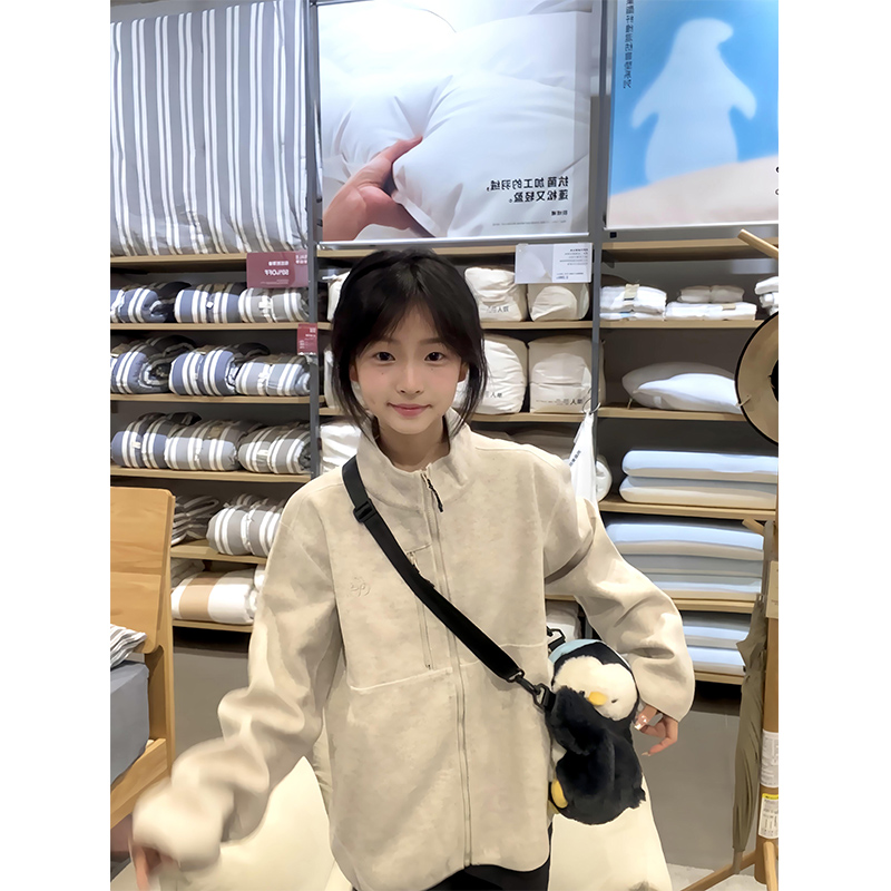 美式复古半高领立领拉链卫衣外套