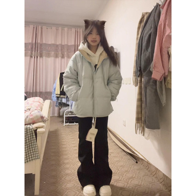 黑色微喇叭牛仔裤女秋冬加绒加厚