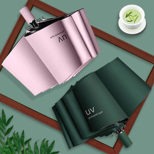 UV黑胶太阳伞折叠晴雨两用广告礼品全黑胶雨伞其它碰击布中性
