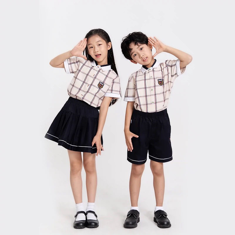 南宁校服统一小学格子衬衫衬衣制服夏季短袖短裤裙纯棉升级新面料