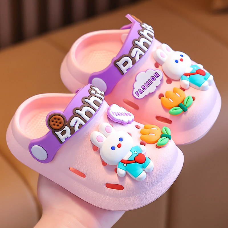 儿童凉拖鞋夏季防滑软底室内婴幼儿宝宝男女童包头洞洞鞋鞋子包跟