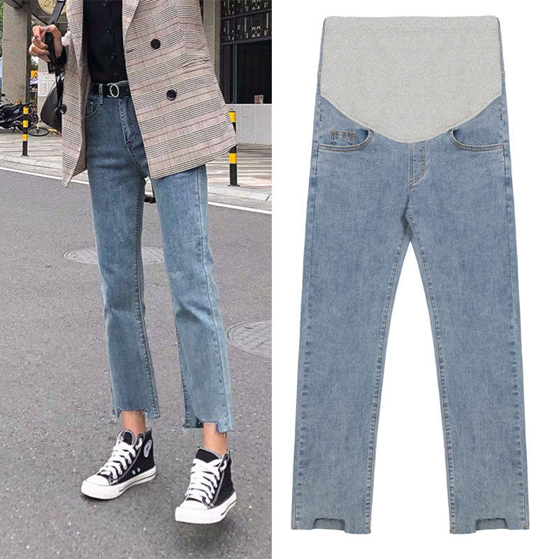 春秋季孕妇牛仔裤韩版时尚烟管裤九分裤孕妇外穿休闲潮妈孕妇裤子