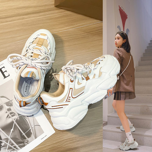 老爹鞋女2022新款春季ins潮奥古狮登厚底显高港风显脚小运动女鞋