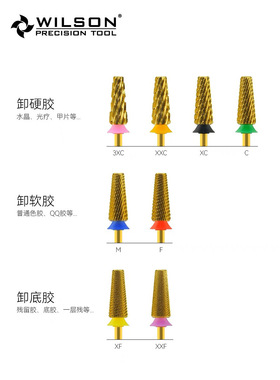 WILSON惠而顺打磨头6.0mm五合一交叉齿钨钢打磨卸甲头美甲工具