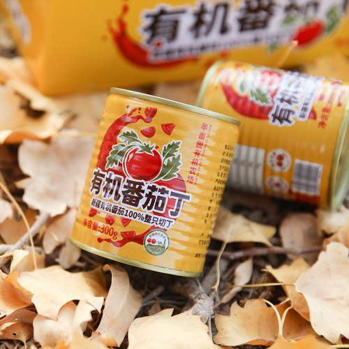 新疆半亩园有机番茄丁罐头新鲜去皮西红柿食材干净放心300g