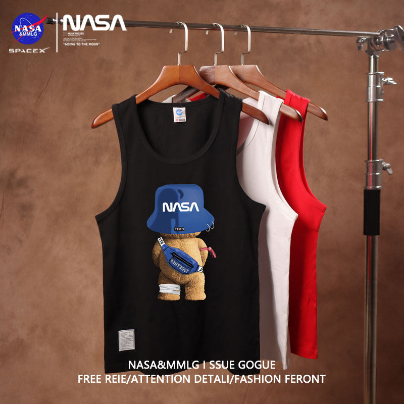 t恤nasa男纯棉跨栏篮球服运动坎肩无袖潮牌沙滩背心男士健身男款