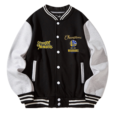 勇士队库里同款棒球领运动外套