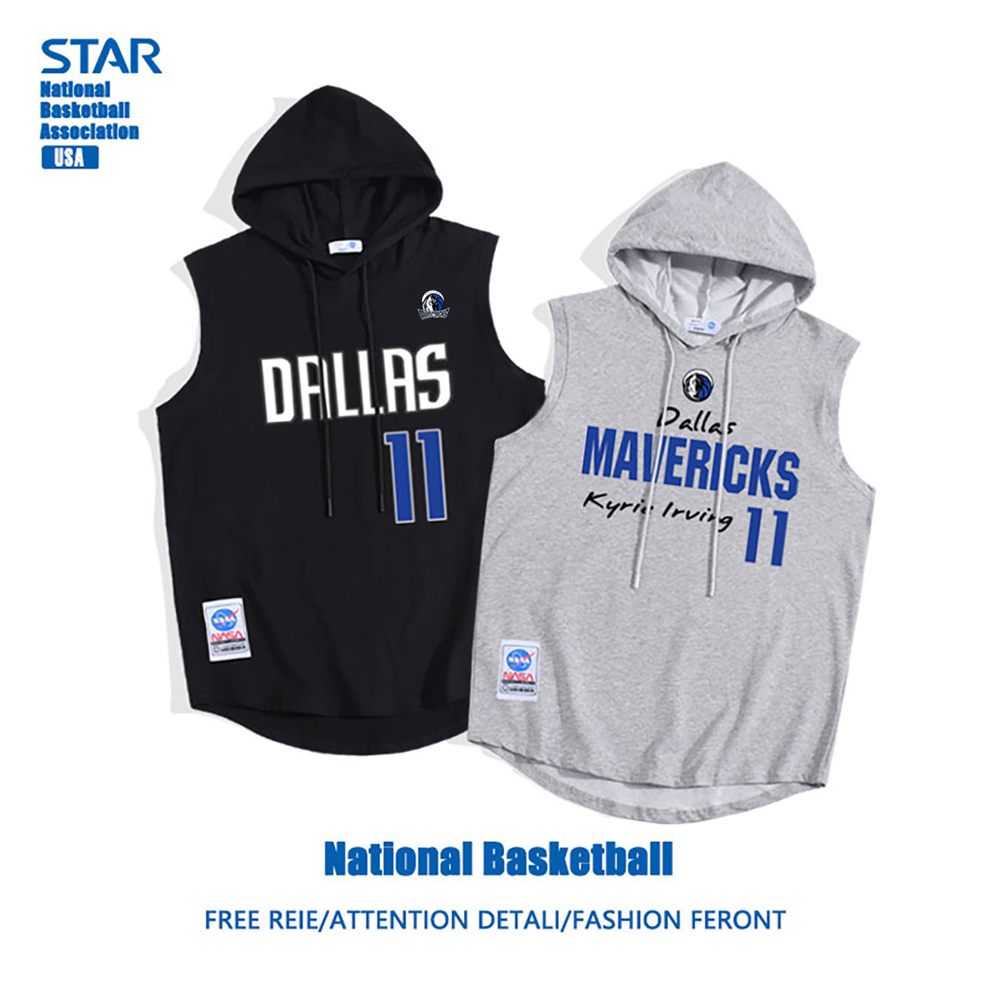 欧文同款宽松连帽套头篮球背心