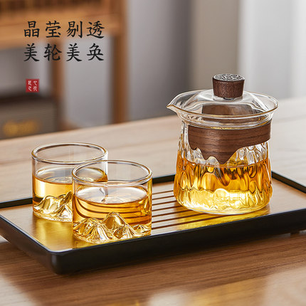 玻璃茶壶盖碗家用耐热防烫单个手抓三才泡茶碗高档一人饮茶具套装