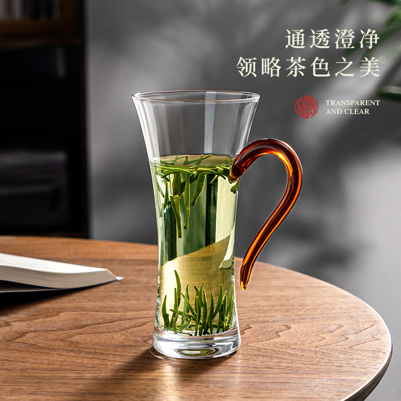 茶杯耐高温玻璃杯带把喝水杯子日式绿茶杯专用个人办公室泡茶杯子