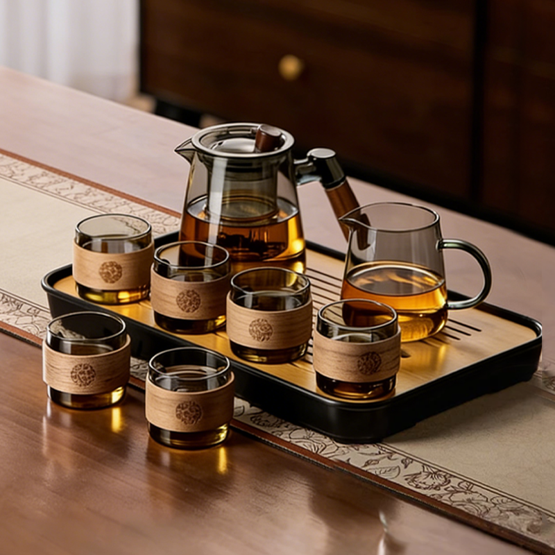 忆壶茶玻璃茶具套装家用耐热泡茶壶简约高档办公泡茶整套茶杯茶具