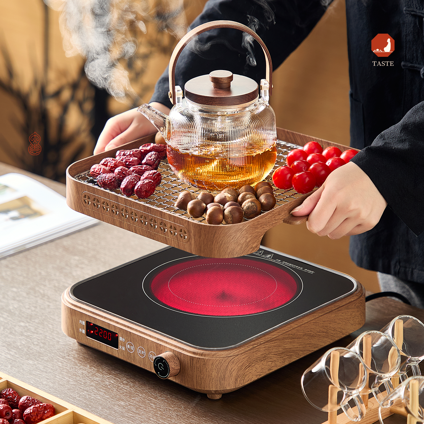 忆壶茶围炉煮茶家用室内电陶炉煮茶器玻璃煮茶壶电烤火炉茶具套装,餐饮具,茶壶,淘宝优惠券,粉丝福利购,淘宝优惠卷