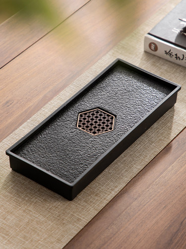 彷乌金石茶盘2025新款家用小型茶台储水排水式干泡台长方形茶托盘