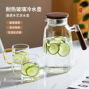 大容量食品级加厚泡茶壶冰箱扎壶 冷水壶家用玻璃耐高温凉水壶套装