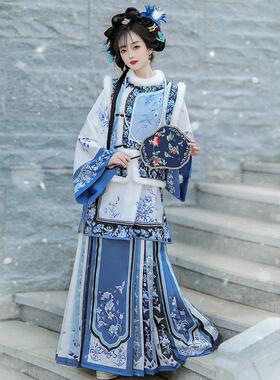 翡缇兰_青瓷暖香 原创晚清汉女格格2025新款冬季加绒加厚马甲古装