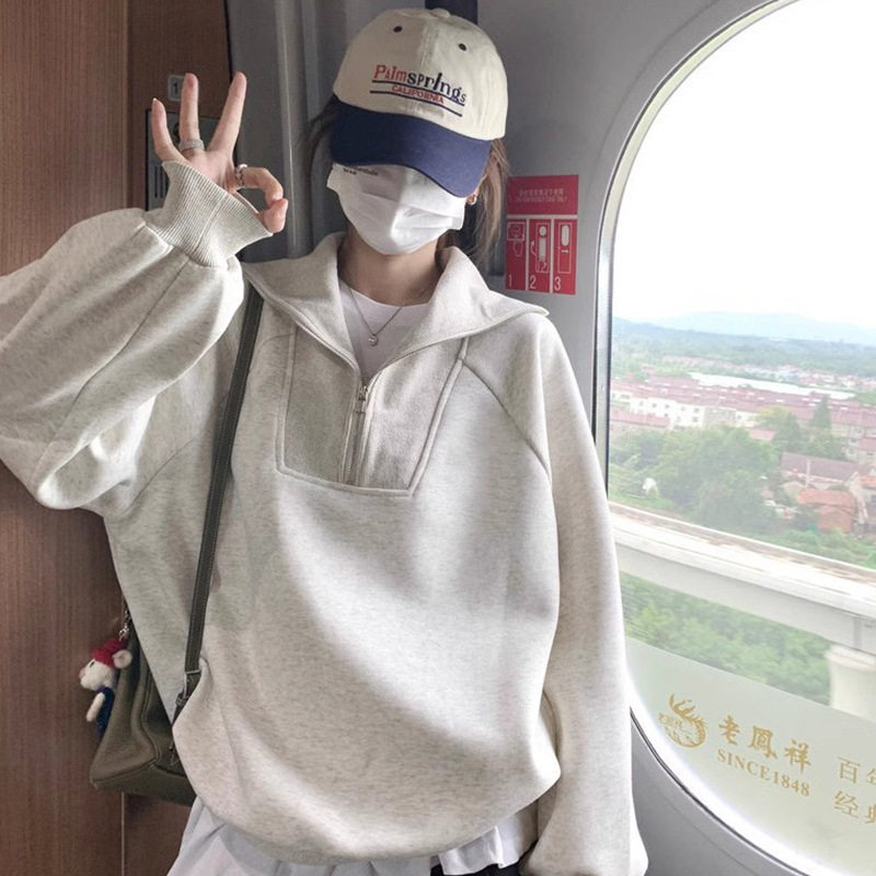 山东即墨卫衣源头工厂女款翻领半卫衣/绒衫