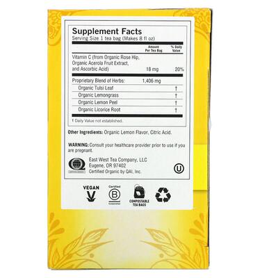 Yogi Tea 甜柠檬和针叶樱桃茶提神机体抵抗富含维生素C无咖啡萃取