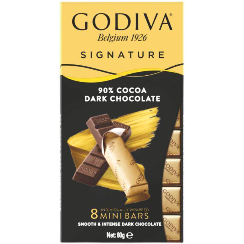 现货荷兰Godiva72%90%黑巧克力焦糖海盐血橙排块8枚独立装