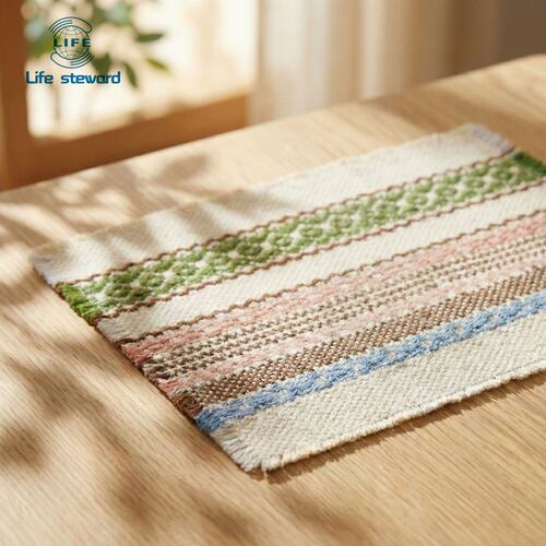 tripe Cotton Linen Woven Placemats Insulating Table Mats