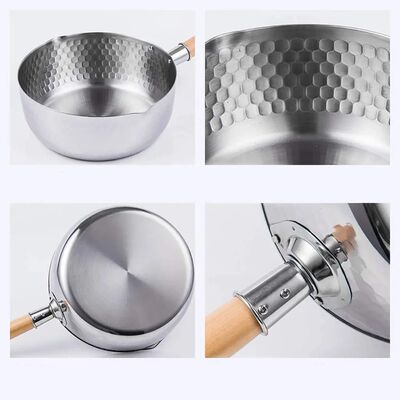 tainless teel aucepan with Lid olid wood handle with hoo