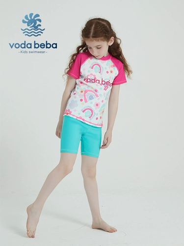 Детский раздельный купальник, детские шорты для плавания, короткий рукав, подходит для подростков