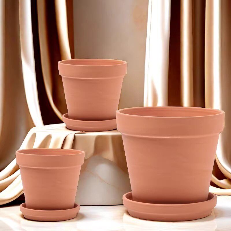 红陶花盆多肉盆兰花盆绿植透气特大号简约粗陶泥盆吸水育苗盆盆栽