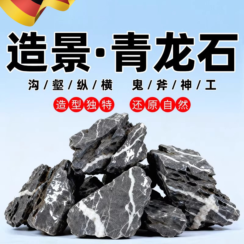 青龙石造景石假山原石鱼缸开缸盆景附石园林景观石酸洗英石石片图片