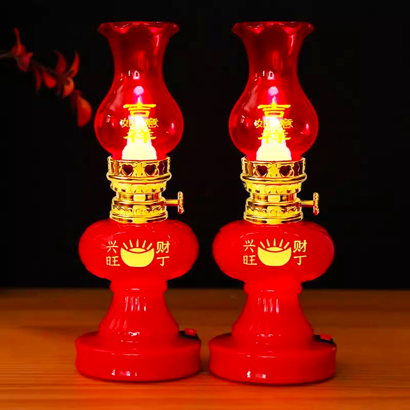 吉祥如意蜡烛灯新型电池上供电子结婚长明灯一对实用型备婚喜灯