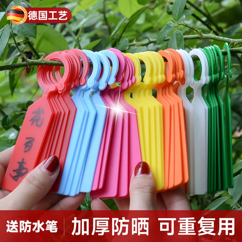 园艺标签插牌吊牌防水环扣植物挂牌标识卡塑料多肉小标签工具加厚