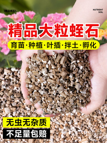 蛭石扦插用大颗粒月季发根珍珠岩养花用乌龟孵化白蛭石营养土园艺
