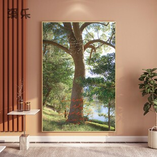 世界名画画树木森林自然风景装饰画画光影画画客厅饭厅玄关走廊挂