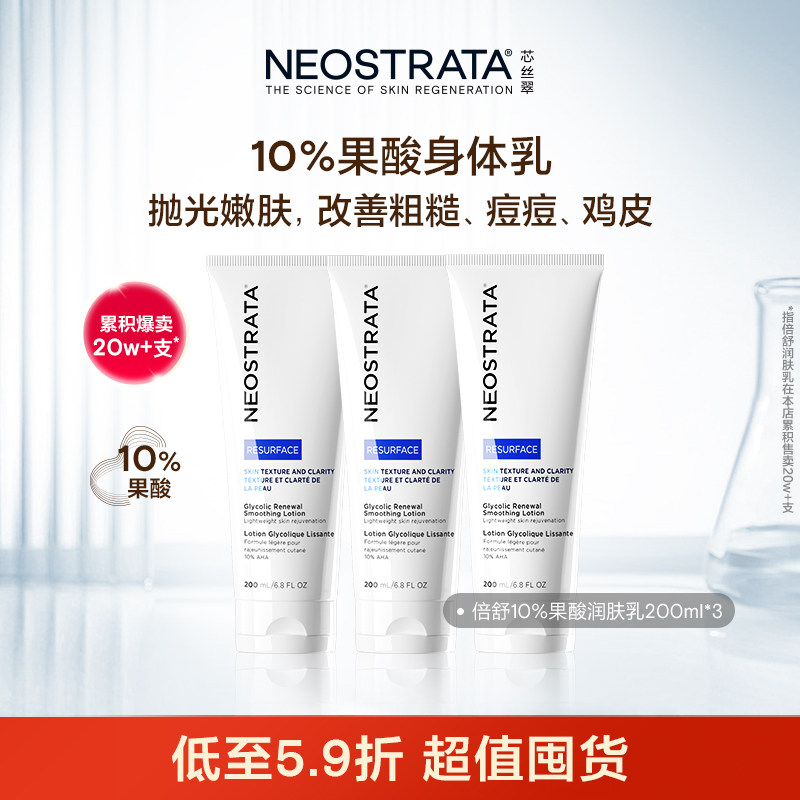 【囤货装】NeoStrata芯丝翠倍舒润肤乳10%果酸身体乳补水3支装
