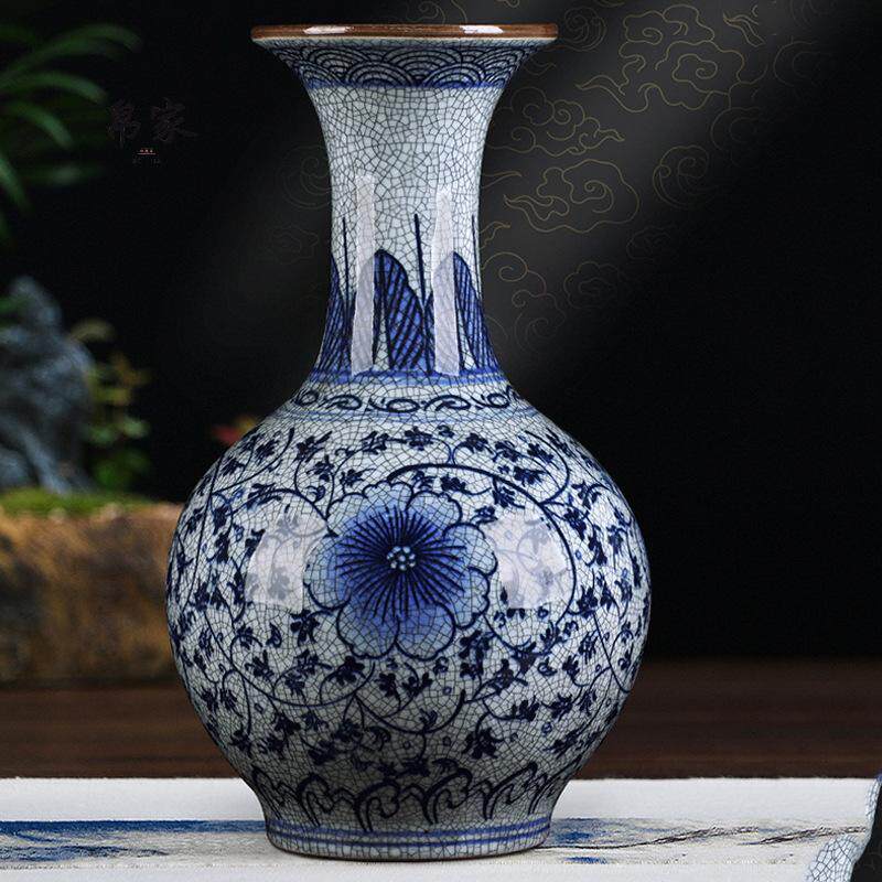 陶瓷青花瓷花瓶新中式仿古水培插花陶瓷花瓶家居玄关装饰品摆件