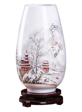 书画收纳缸卷轴缸书房客厅字画桶花瓶摆件落地插画中式收纳桶青花