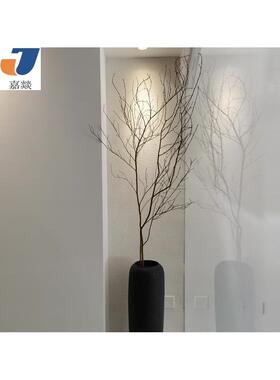 自然干枝客厅简单装饰窗户地板立死枝花瓶干枝