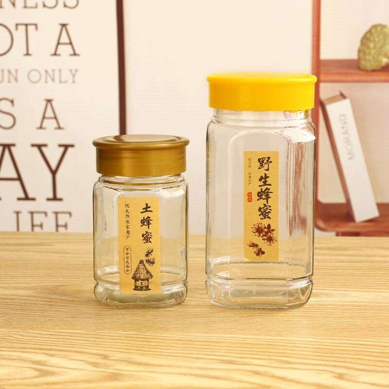 六棱玻璃瓶子密封罐小六角果酱辣椒酱柠檬膏蜂蜜罐头瓶带盖子