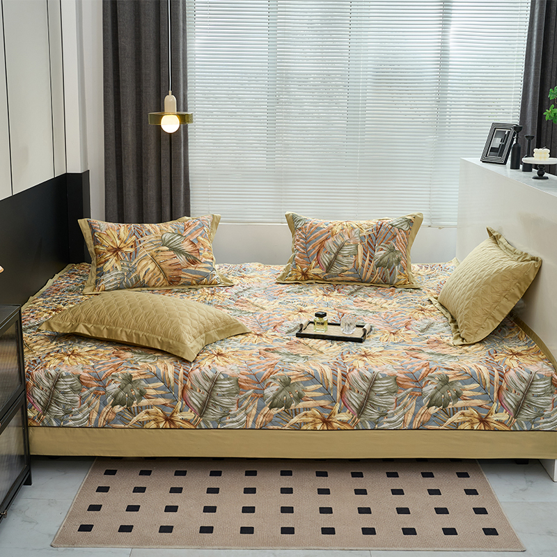 网红榻榻米床盖四件套新中式炕盖四季通用60支长绒棉床单夹棉定制