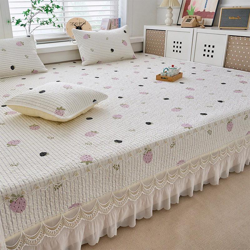 新款小清新全棉榻榻米床盖四件套绗缝夹棉炕单炕盖可定大炕床单件