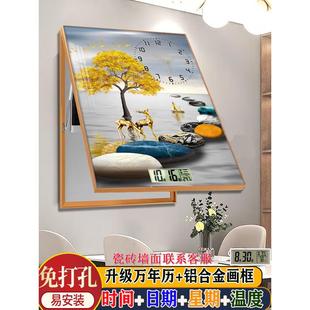 电表箱装饰画竖款新款带钟表时钟万年历配电箱挂画遮挡电闸箱开关