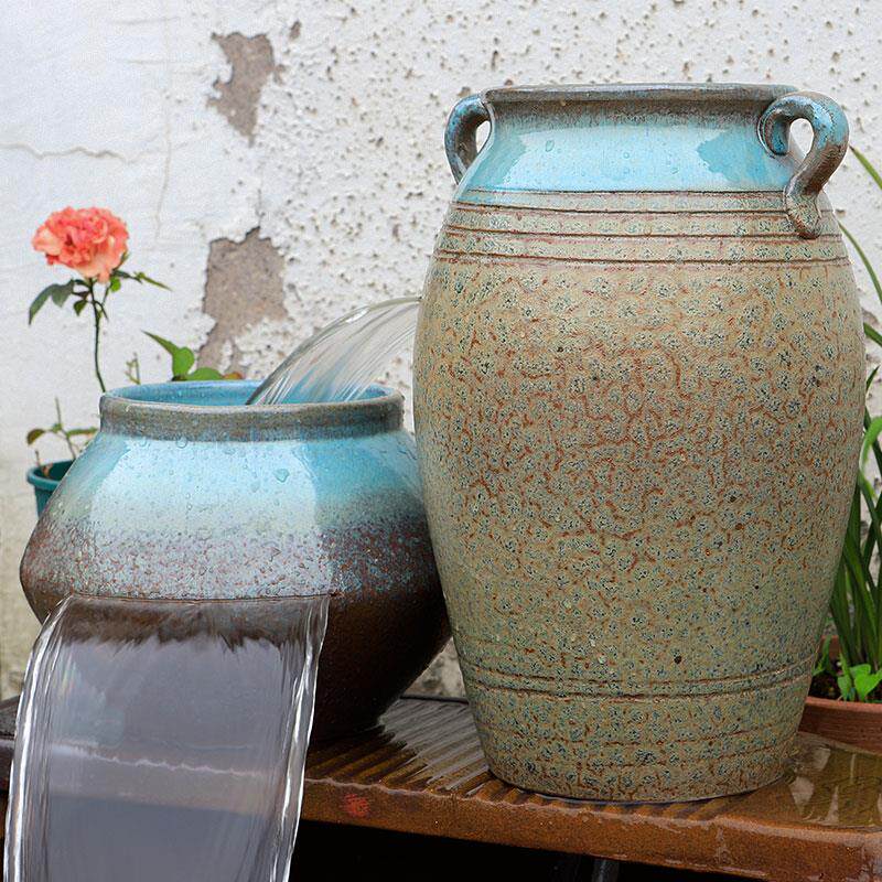 陶罐摆件鱼池造景全套古法鱼缸流水生态瀑布养鱼复古过滤器循环水