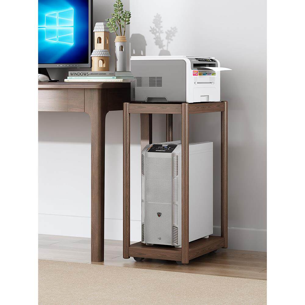 实木电脑主机支架桌下桌面盒放置柜床头边桌移动边柜咖啡桌储物架